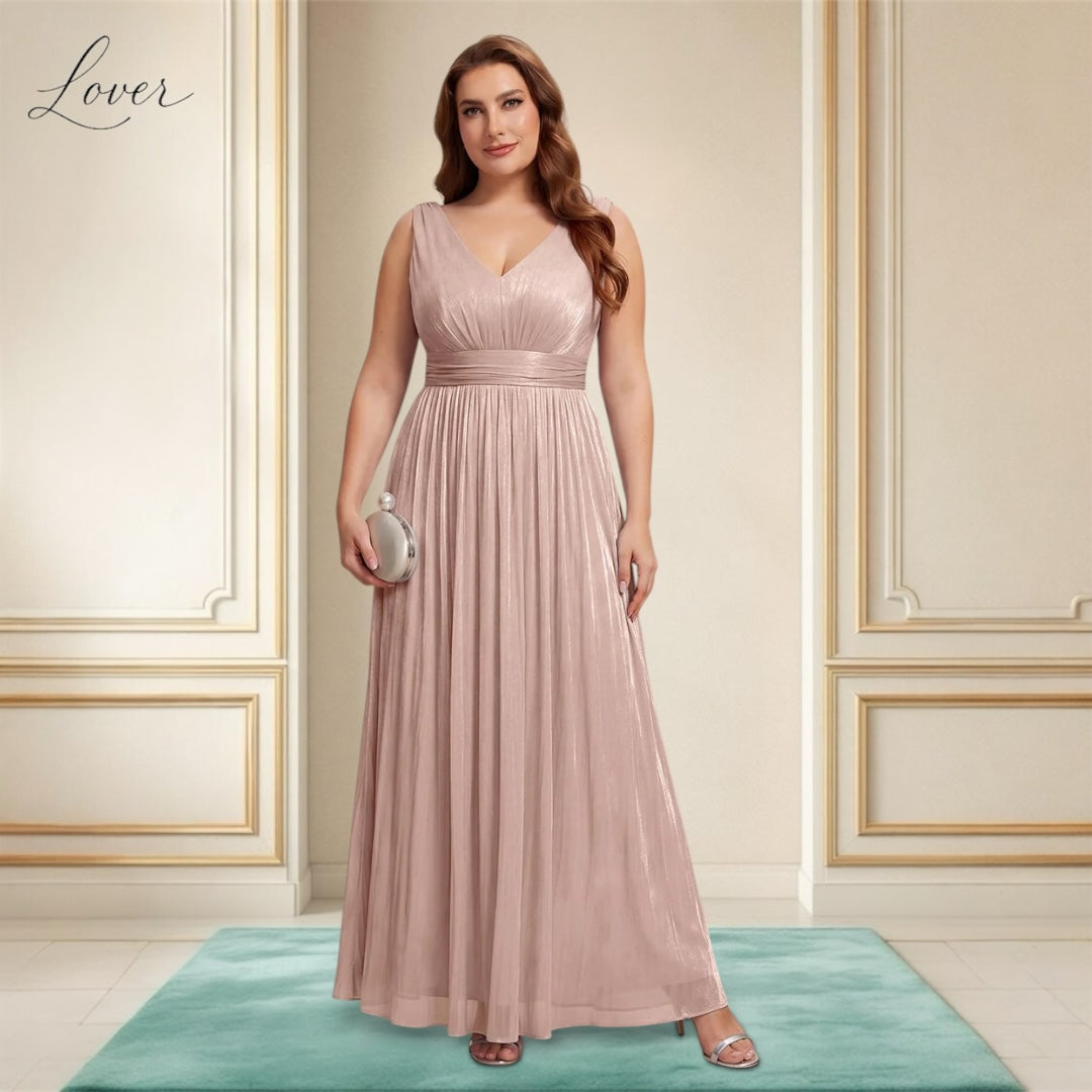 Vestido dusty rose metalico