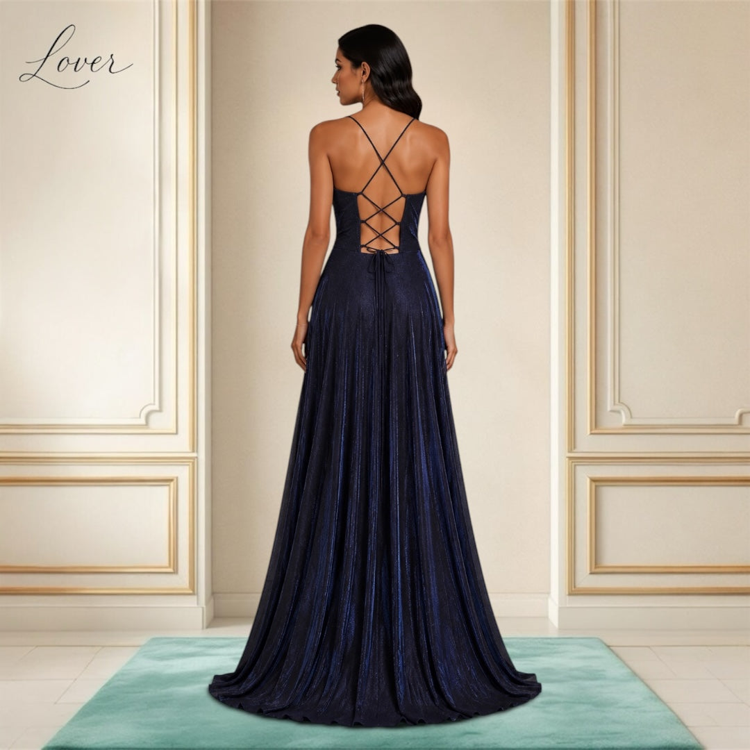 Vestido azul corset con brillos