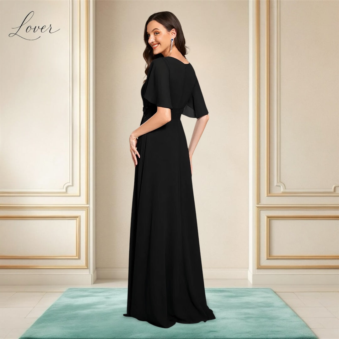 Vestido negro halter de manga