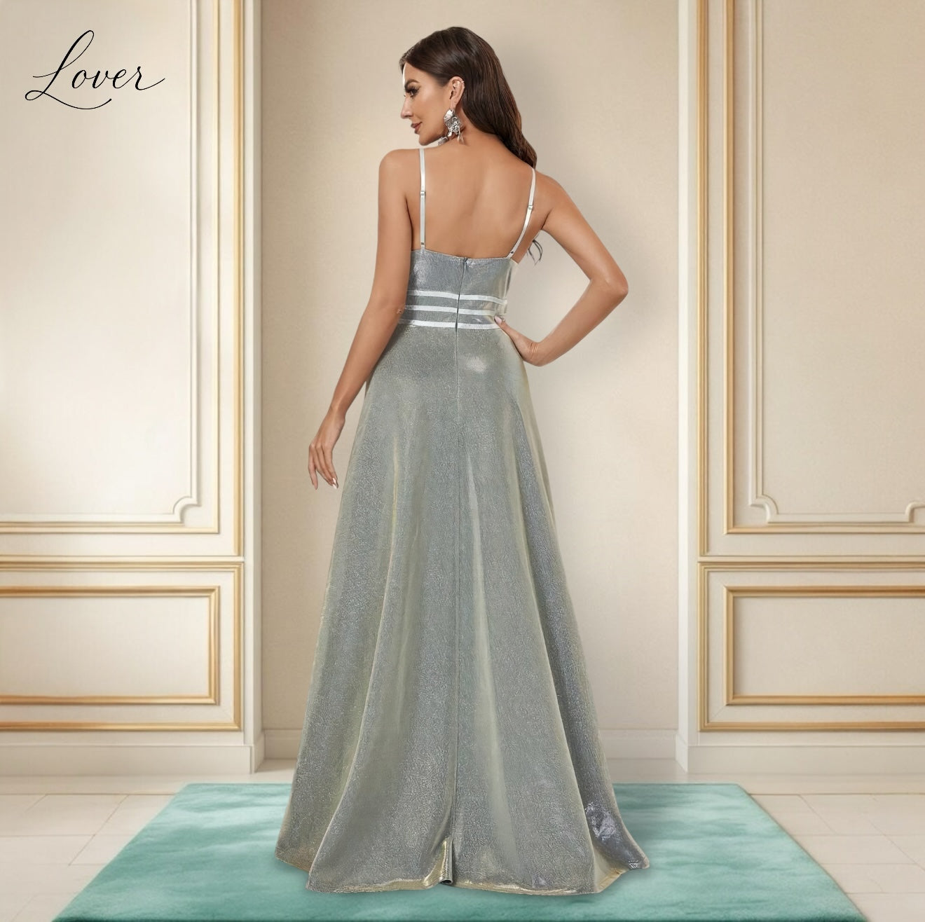 Vestido dorado con destellos en plata