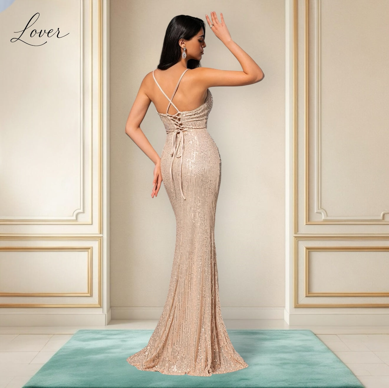 Vestido champagne de lentejuelas