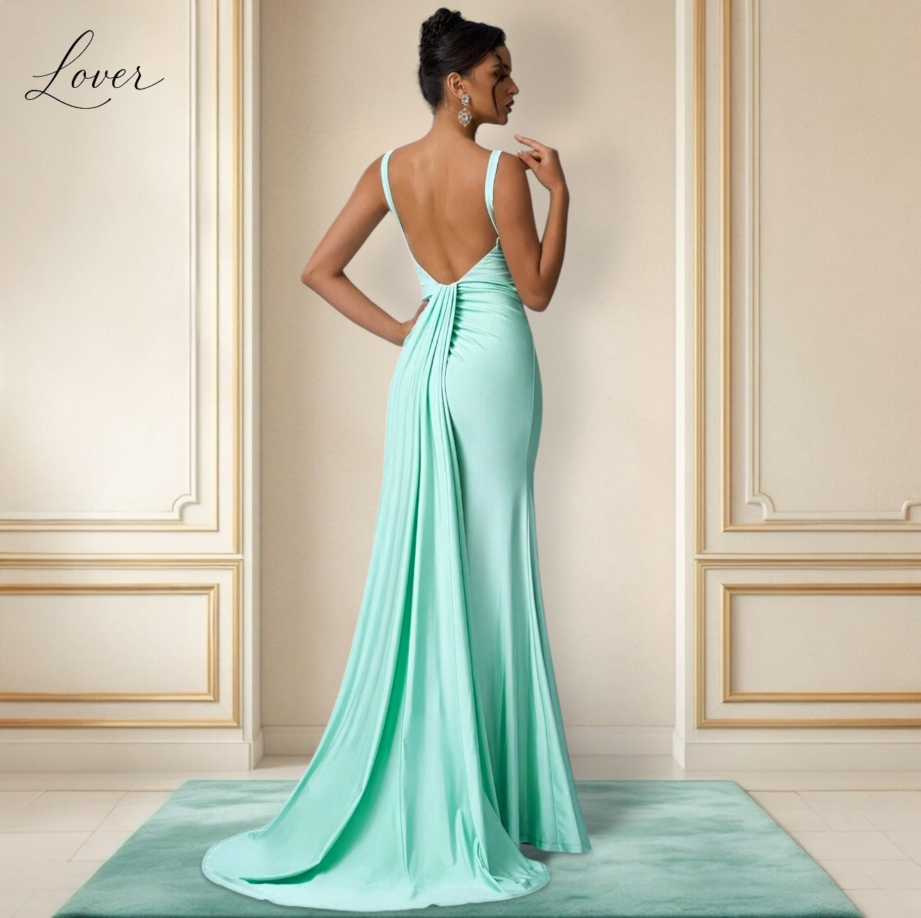 Vestido menta con detalles en top