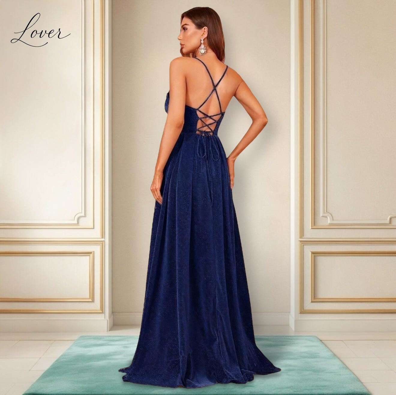 Vestidos azul navy de brillos