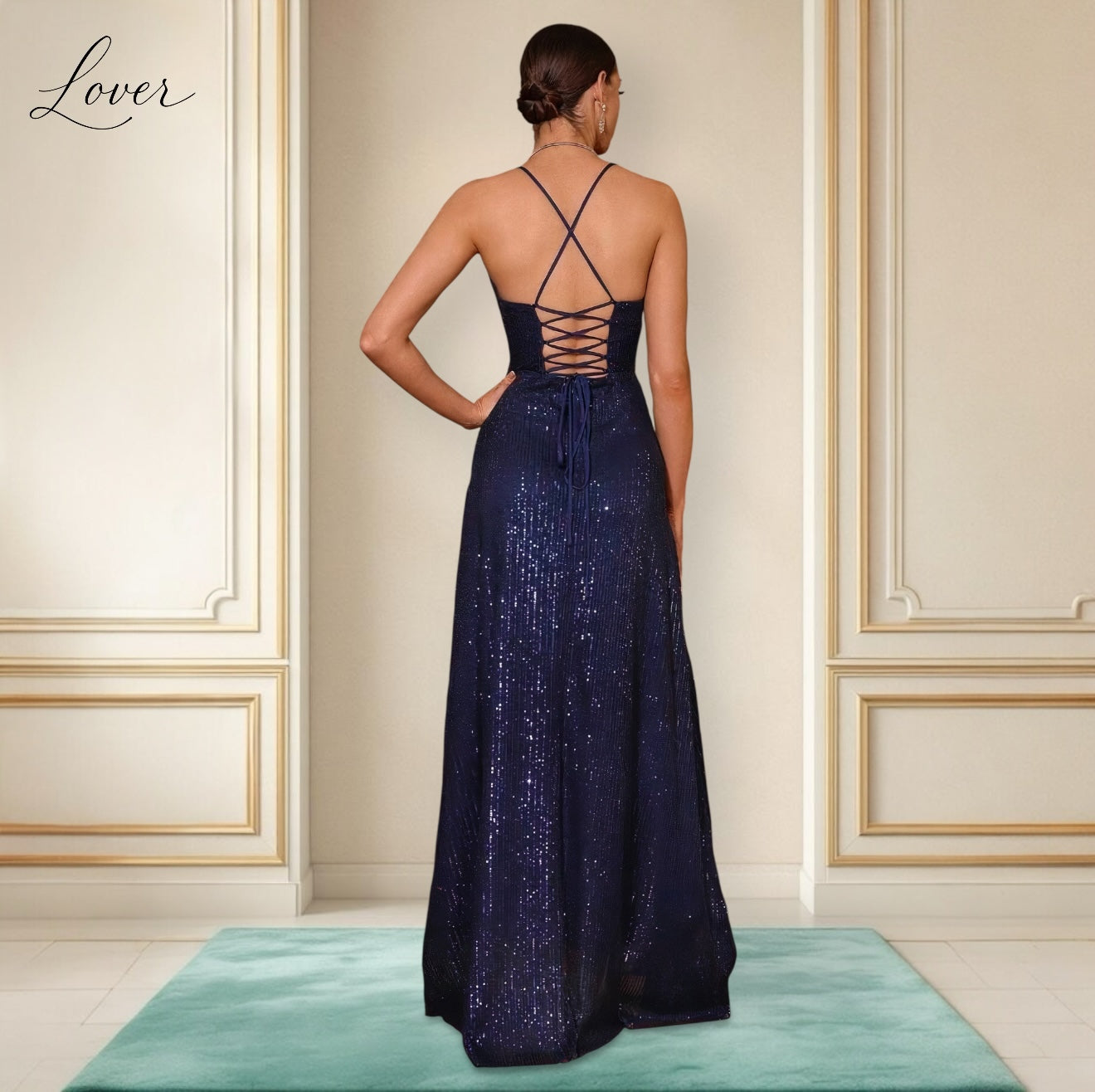 Vestido azul navy de lentejuelas