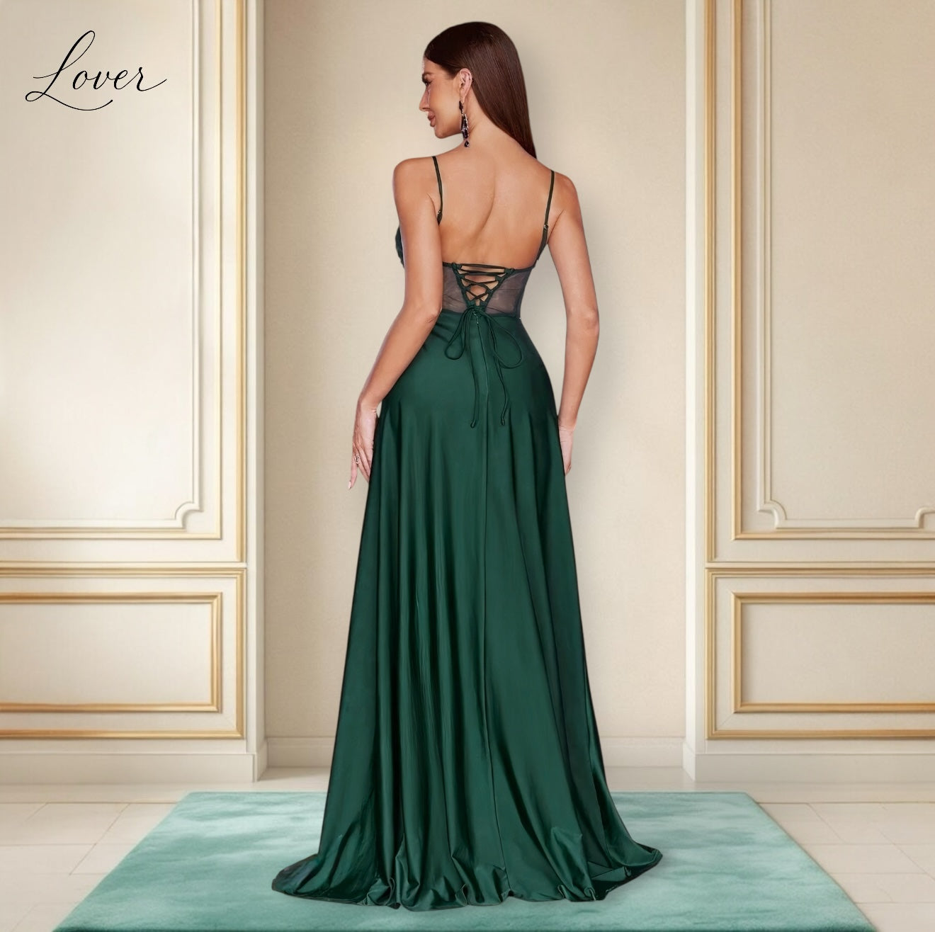 Vestido verde esmeralda de corset