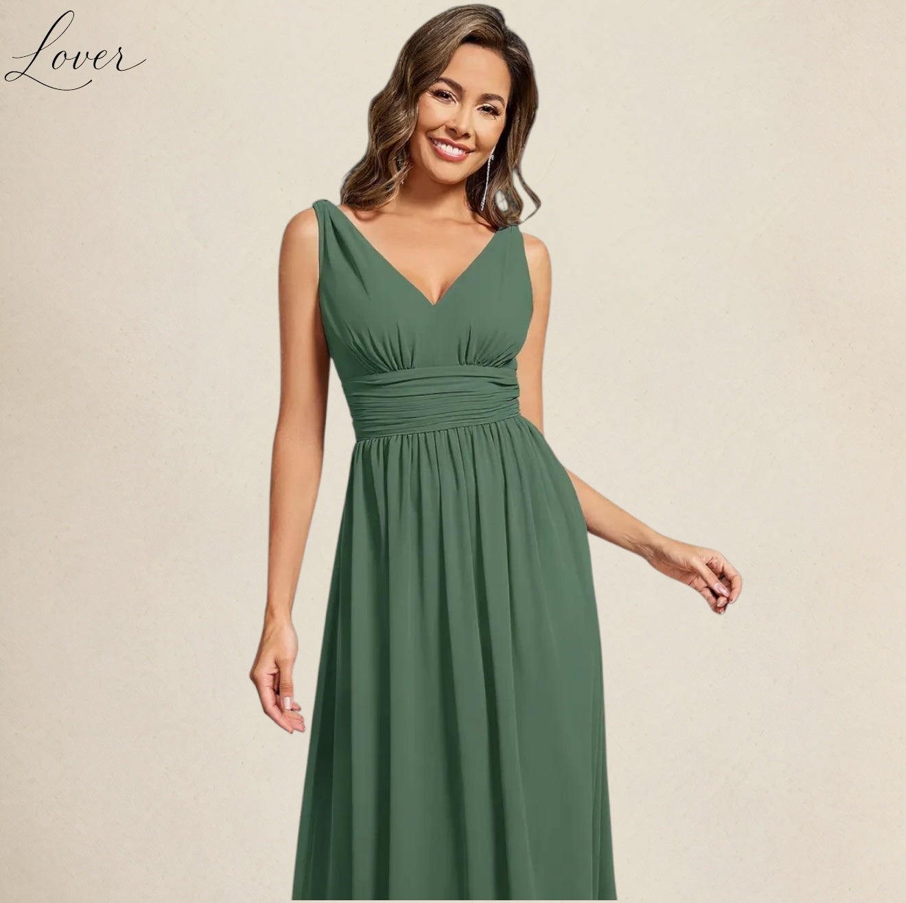 Vestido verde eucalipto de tirantes