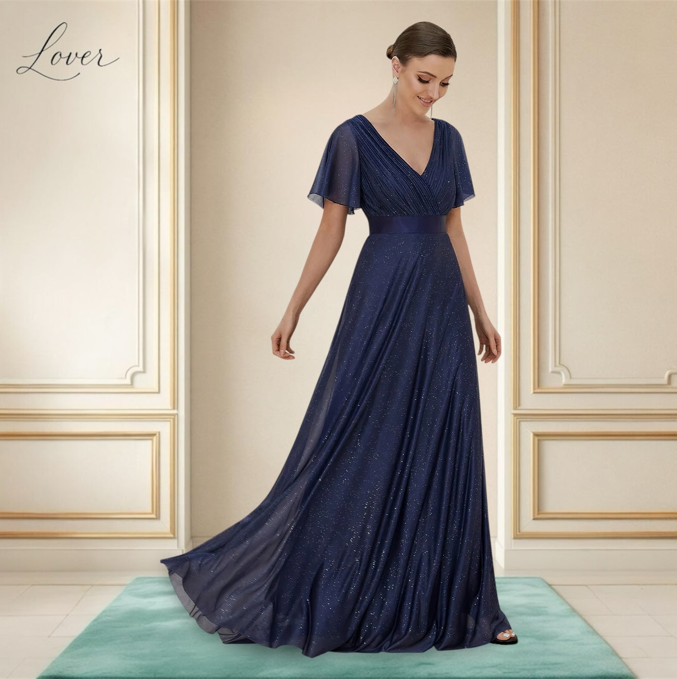 Vestido azul navy con destellos