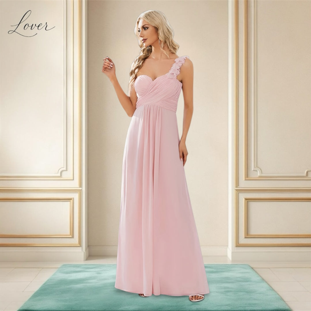 Vestido rosa con tirante de flores