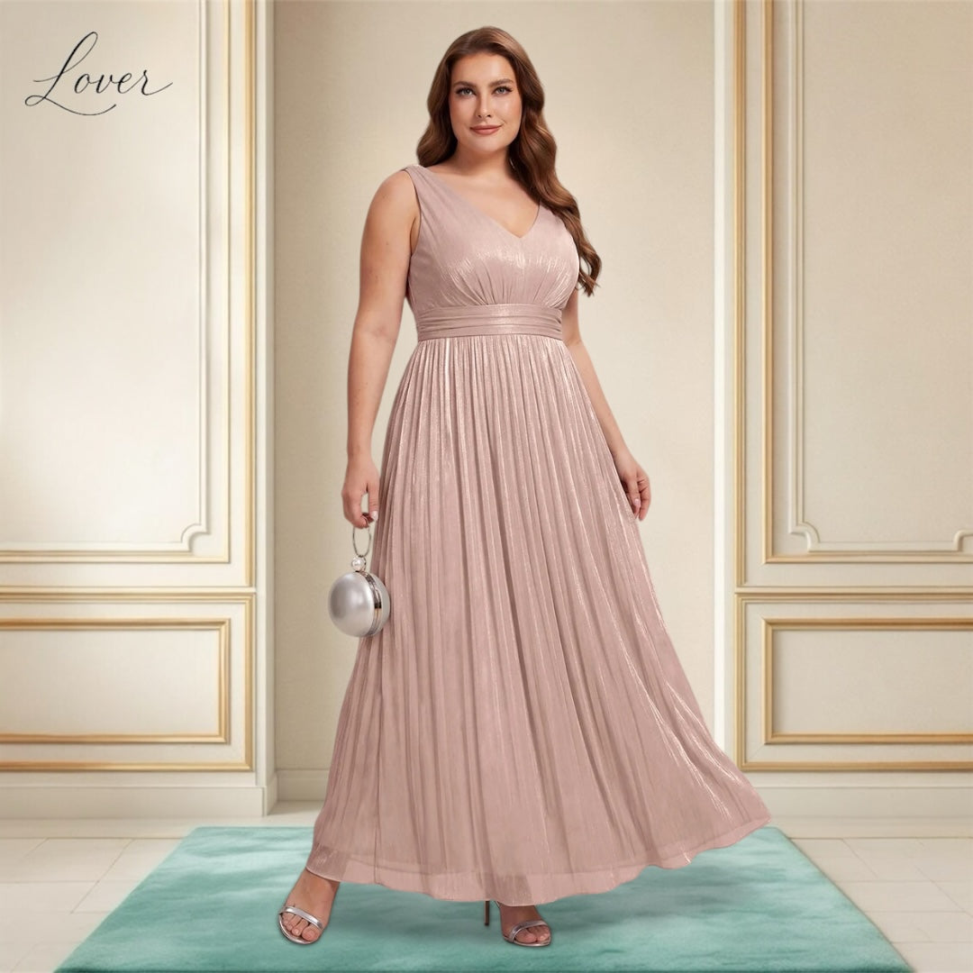 Vestido dusty rose metalico
