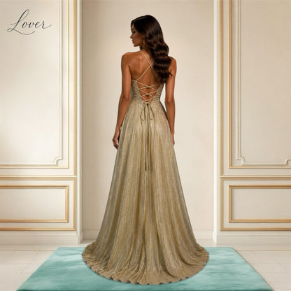 Vestido dorado corset con brillos