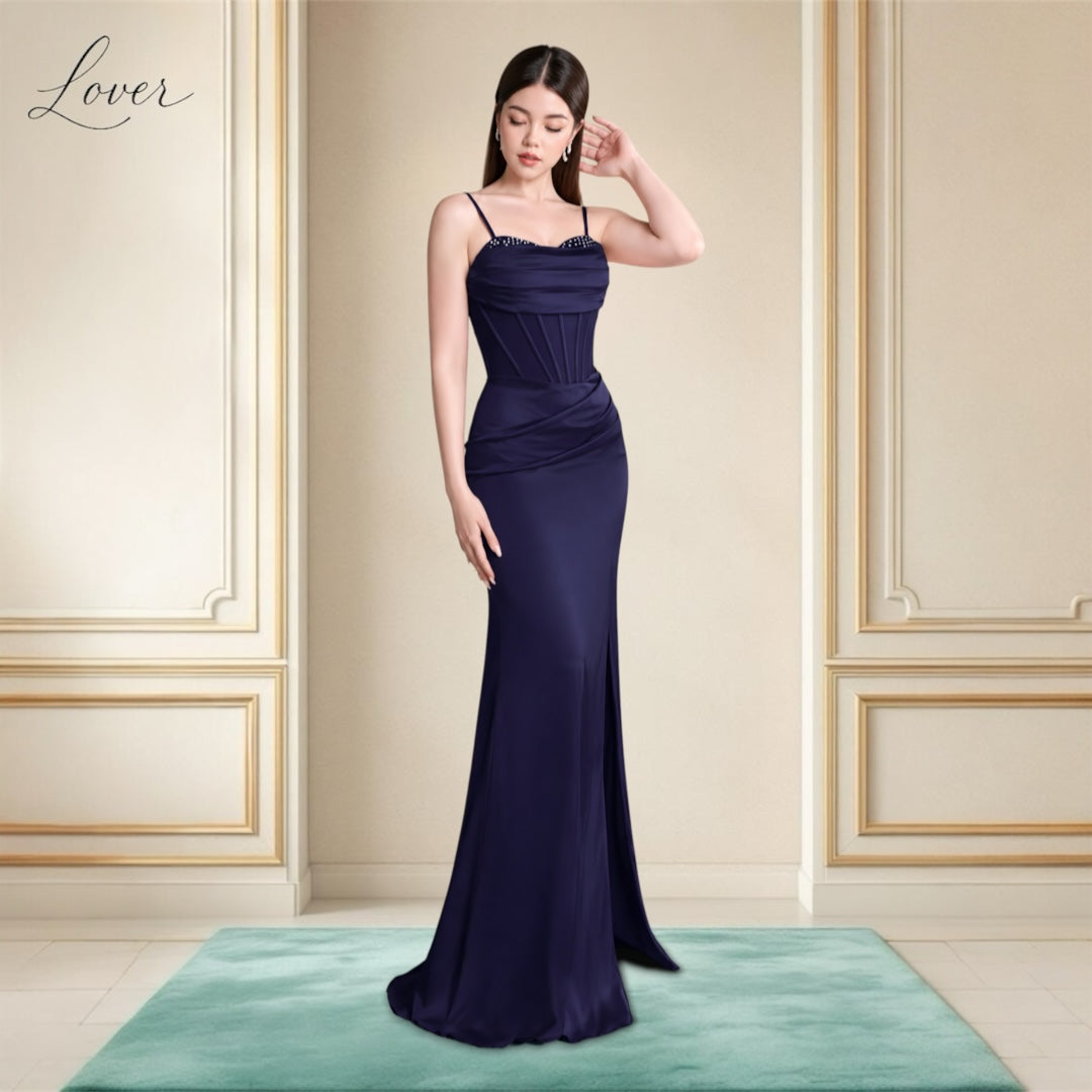 Vestido azul navy de corset
