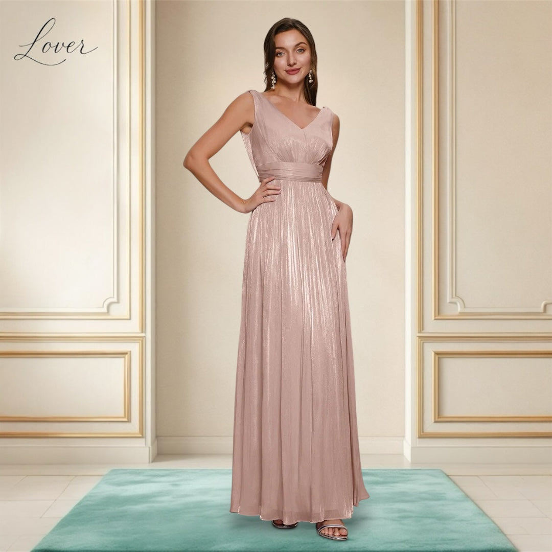 Vestido dusty rose metalico