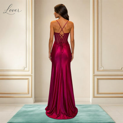 Vestido vino de corset con brillos en top