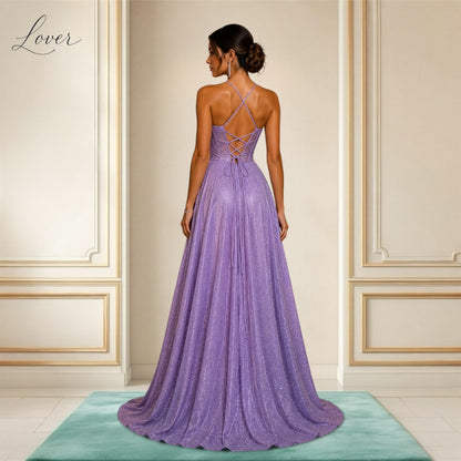 Vestido lila corset con brillos