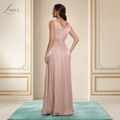 Vestido dusty rose metalico