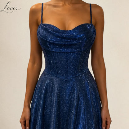 Vestido azul navy corset con brillos