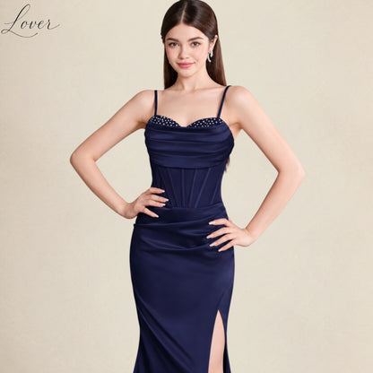 Vestido azul navy de corset