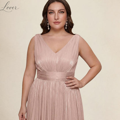 Vestido dusty rose metalico