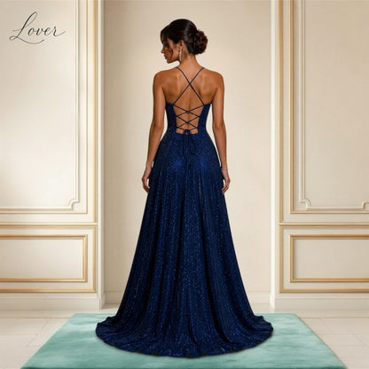 Vestido azul navy corset con brillos