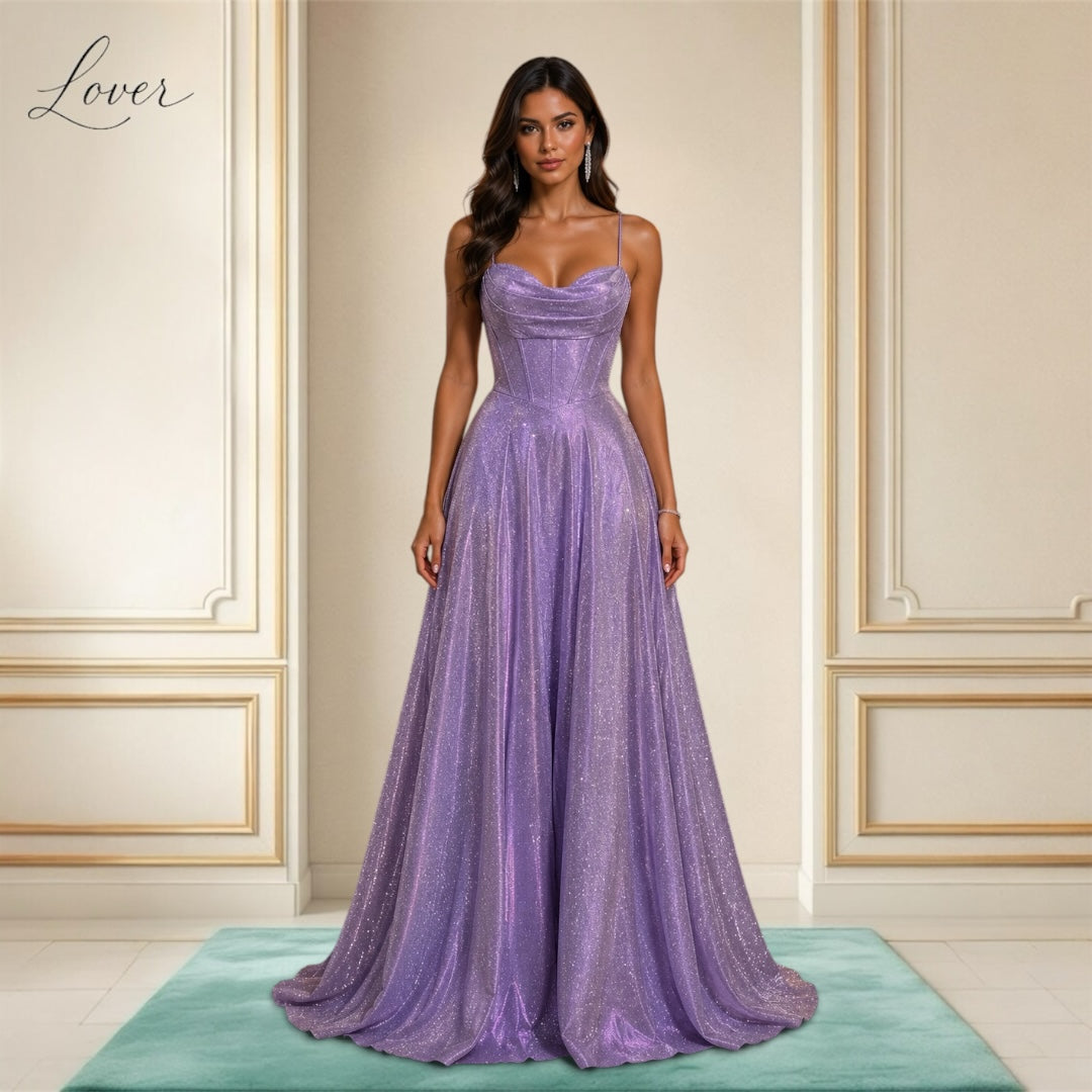 Vestido lila corset con brillos