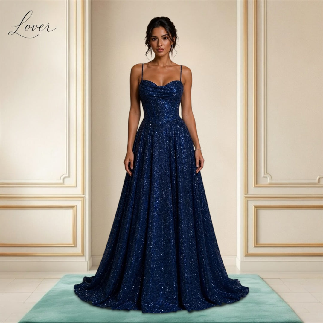 Vestido azul navy corset con brillos