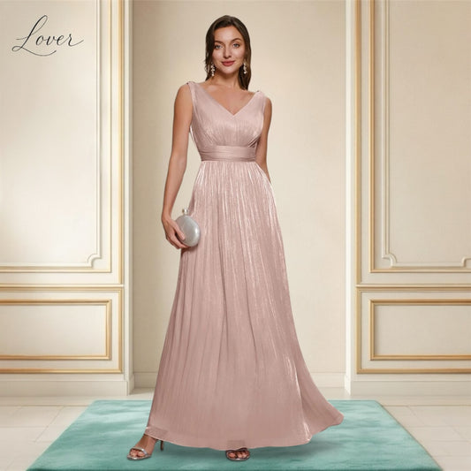 Vestido dusty rose metalico