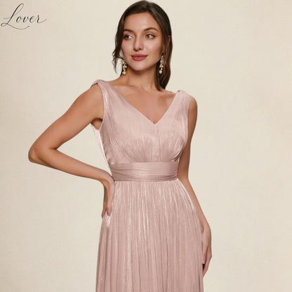 Vestido dusty rose metalico
