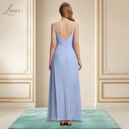Vestido celeste de tirantes sencillo