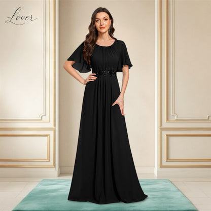 Vestido negro halter de manga