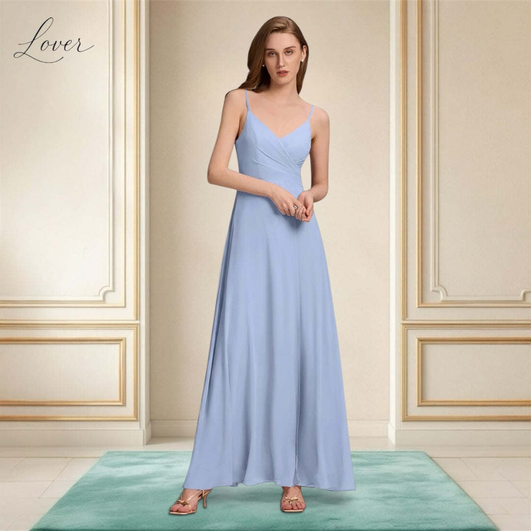 Vestido celeste de tirantes sencillo