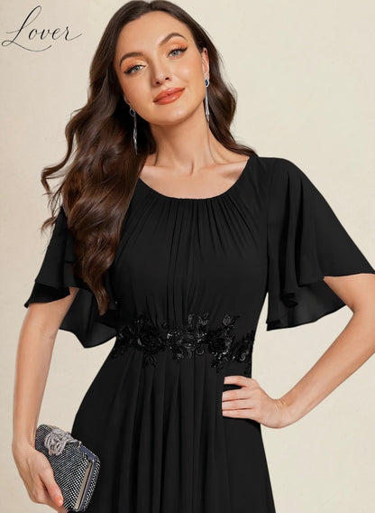 Vestido negro halter de manga