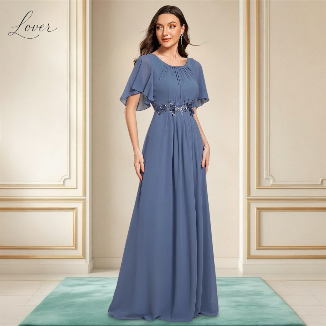 Vestido dusty blue halter de manga