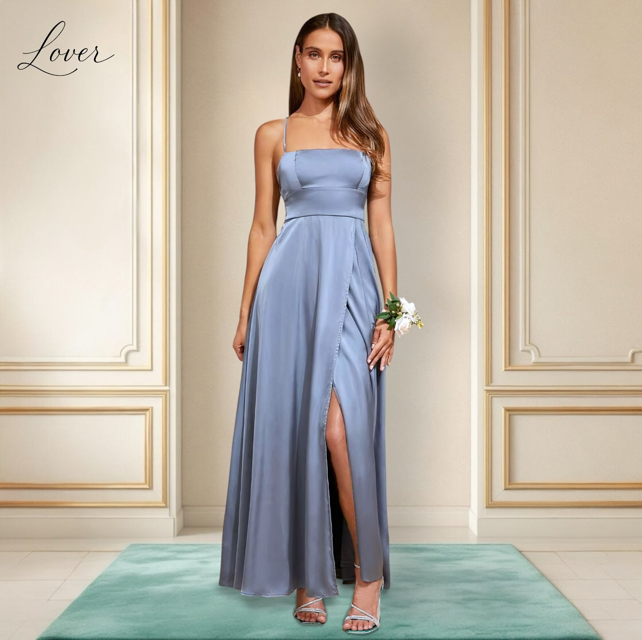 Vestido dusty blue de satin
