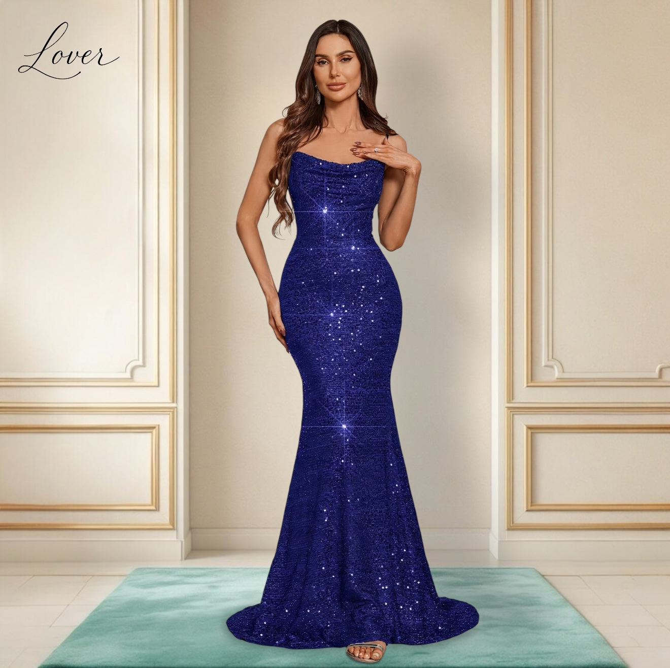 Vestido azul navy de lentejuelas