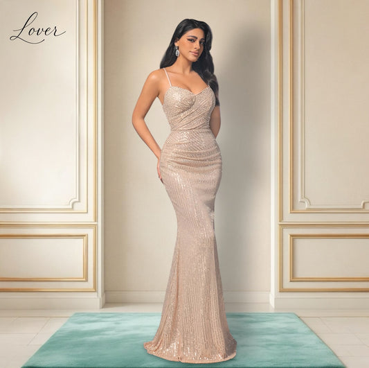 Vestido champagne de lentejuelas