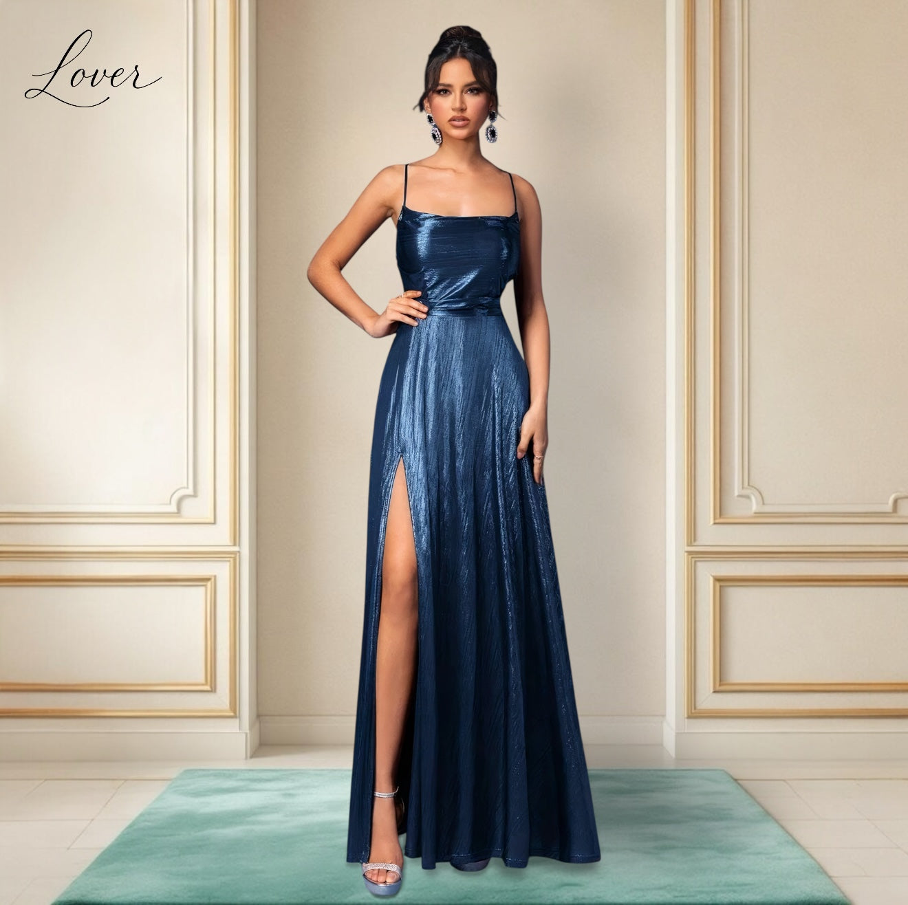 Vestido azul metalico