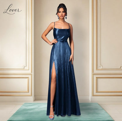 Vestido azul metalico