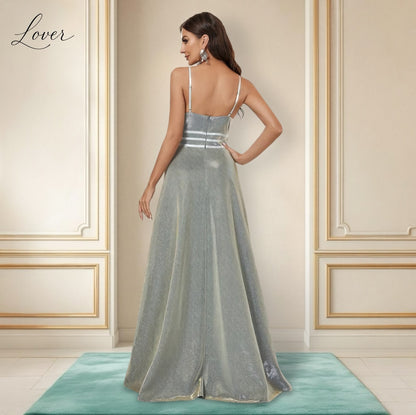 Vestido dorado con destellos en plata