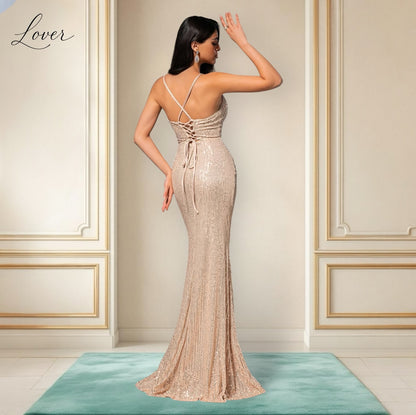Vestido champagne de lentejuelas