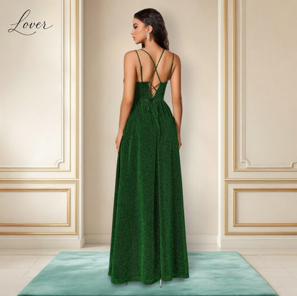 Vestido verde esmeralda de brillos