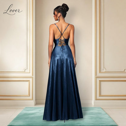 Vestido azul metalico