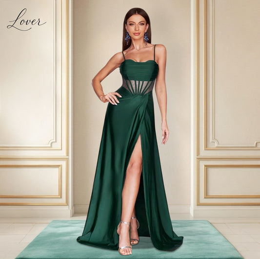 Vestido verde esmeralda de corset