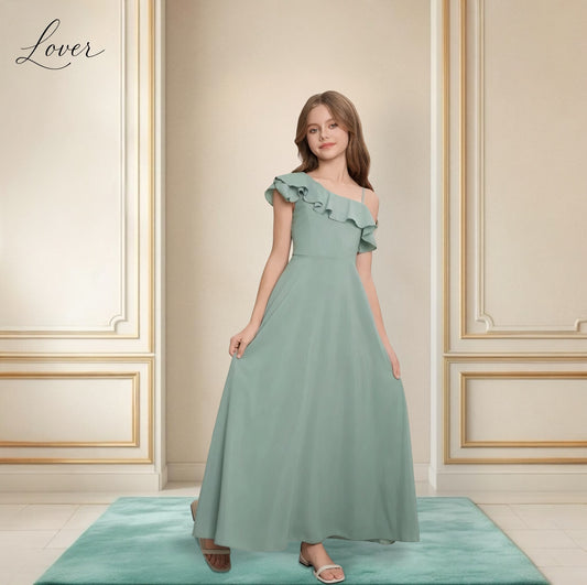 Vestido verde menta de niña sencillo