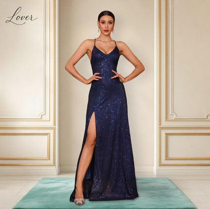 Vestido azul navy de lentejuelas