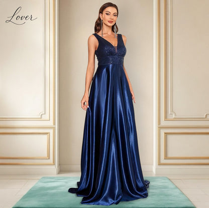 Vestido azul navy con lentejuelas en top