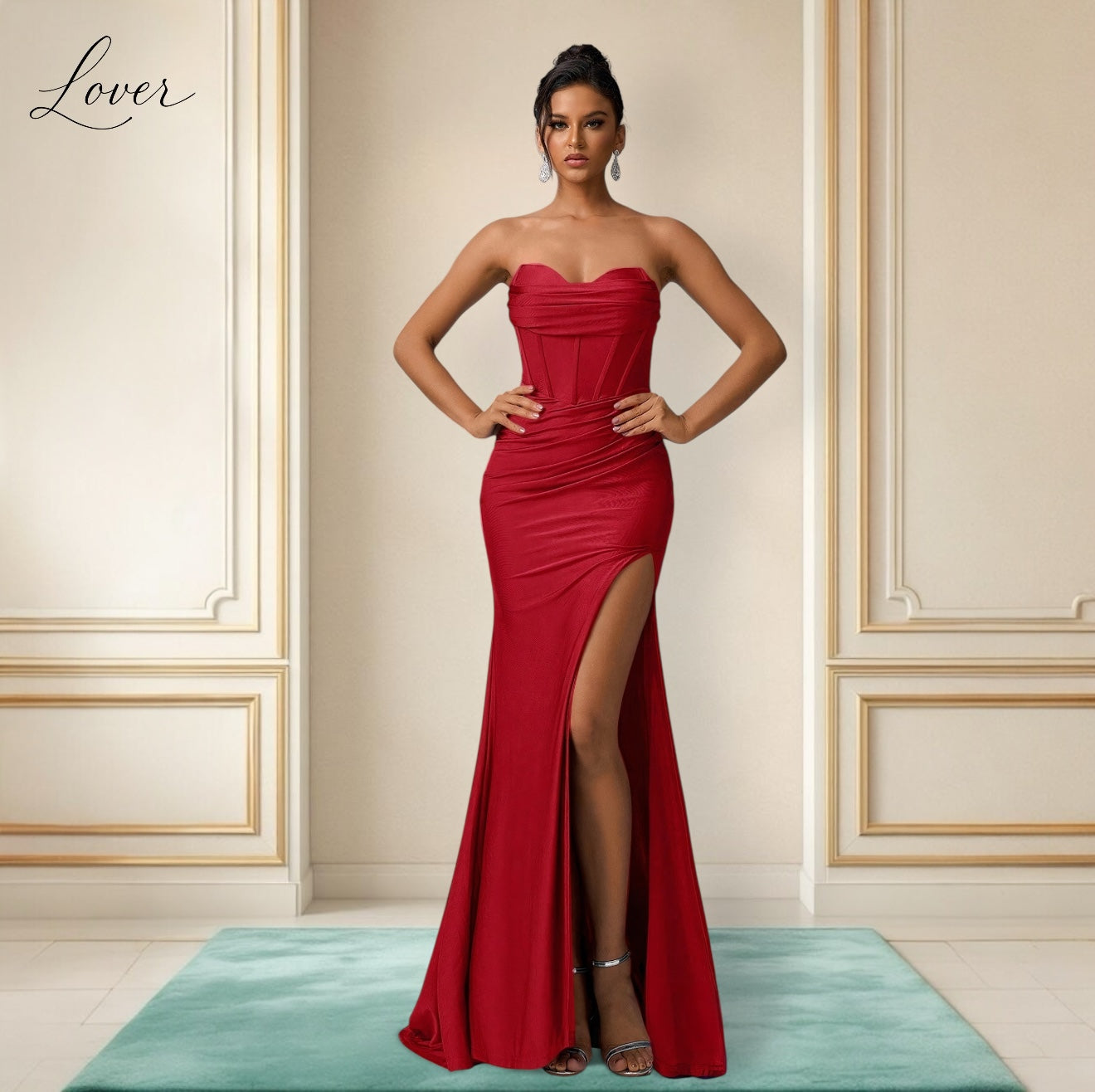 Vestido rojo strapless