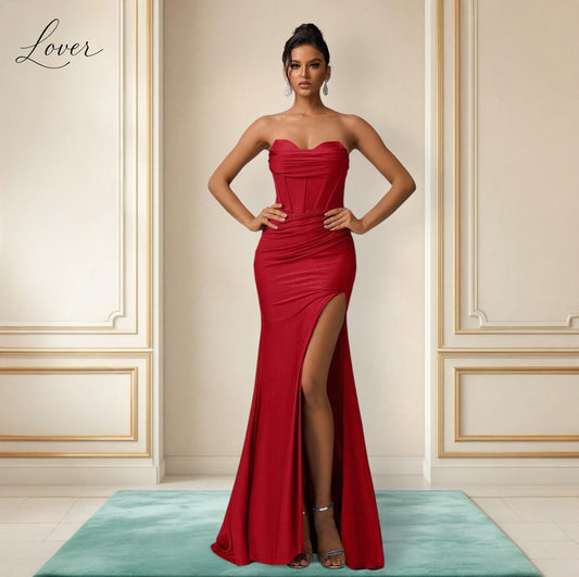 Vestido rojo strapless