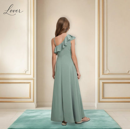 Vestido verde menta de niña sencillo