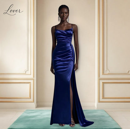 Vestido azul navy de satin