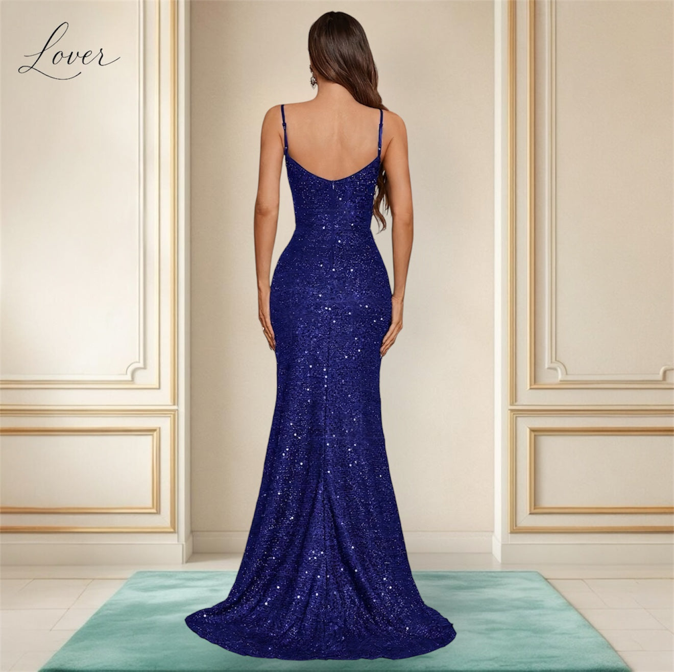 Vestido azul navy de lentejuelas